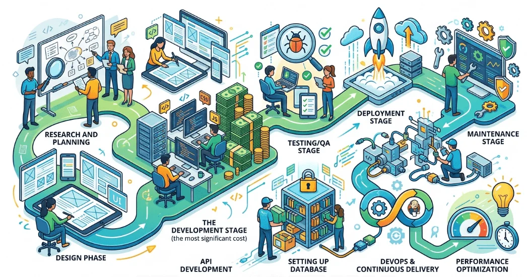 Web Application Development Budget Analysis per Development Stage